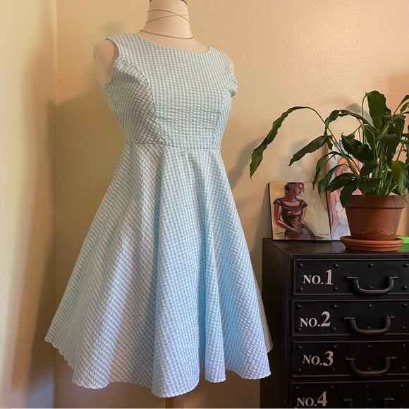 Rare Editions Other - Vintage retro 50s style dress circle skirt - blue gingham